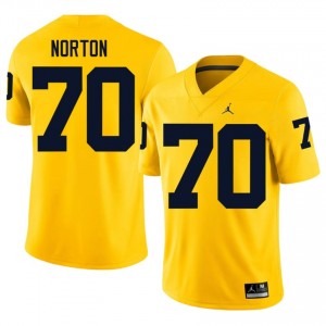 #70 Brady Norton UMich  Wolverines Men's Jersey | Maize Player Football Premium Stitching Team Gear 54198857