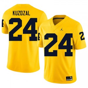 #24 Bryson Kuzdzal Wolverines Men's Jersey | Maize College Football Premium Stitching Team Gear 37997018