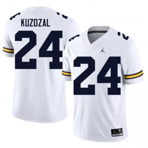 U-M Wolverines Bryson Kuzdzal #24 White Men's Football Jersey | NCAA Authentic Merch 45590513