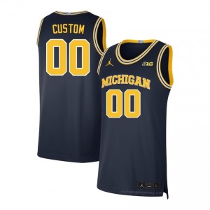 #00 Custom Michigan Wolverines Men's Jersey | Navy University Basketball Premium Stitching Team Gear 23881839
