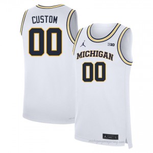 Michigan Custom #00 White Men's Basketball Jersey | NCAA Authentic Merch 71322501