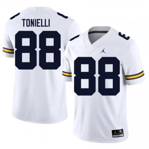 U-M Wolverines Deakon Tonielli #88 White Men's Football Jersey | NCAA Authentic Merch 79094980