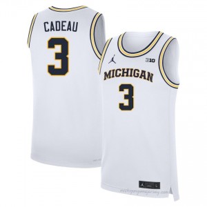Michigan Elliot Cadeau #3 White Men's Basketball Jersey | NCAA Authentic Merch 29779053