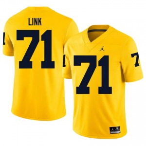 #71 Evan Link U-M Wolverines Men's Jersey | Maize NCAA Football Premium Stitching Team Gear 65701016