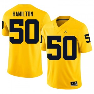 #50 Luke Hamilton U-M Wolverines Men's Jersey | Maize NCAA Football Premium Stitching Team Gear 21442903