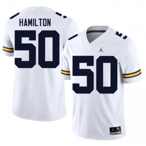UMich  Wolverines Luke Hamilton #50 White Men's Football Jersey | NCAA Authentic Merch 63477058