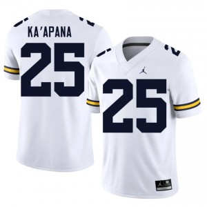 Wolverines Micah Ka'apana #25 White Men's Football Jersey | NCAA Authentic Merch 81923660