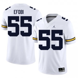 Michigan Nathan Efobi #55 White Men's Football Jersey | NCAA Authentic Merch 97740527