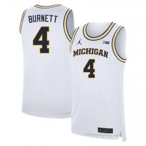 Michigan Nimari Burnett #4 White Men's Basketball Jersey | NCAA Authentic Merch 91190036