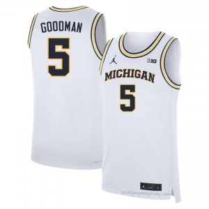 Michigan Oscar Goodman #5 White Men's Basketball Jersey | NCAA Authentic Merch 77464720