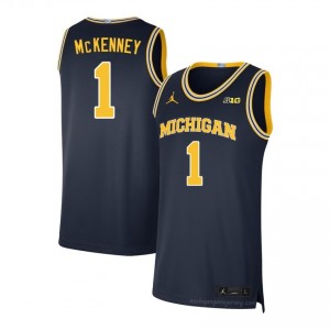 #1 Trey McKenney Michigan Wolverines Men's Jersey | Navy NCAA Basketball Premium Stitching Team Gear 59984152
