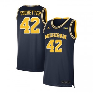 #42 Will Tschetter Michigan Wolverines Men's Jersey | Navy College Basketball Premium Stitching Team Gear 88670421