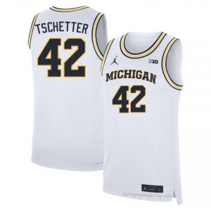 Michigan Will Tschetter #42 White Men's Basketball Jersey | NCAA Authentic Merch 23373134
