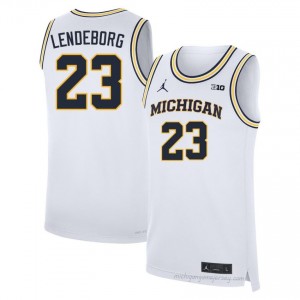 Michigan Yaxel Lendeborg #23 White Men's Basketball Jersey | NCAA Authentic Merch 44467316