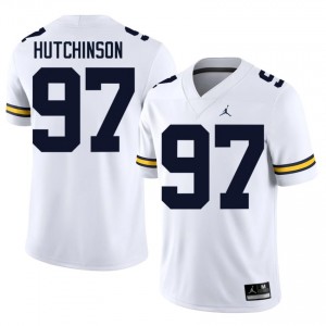 Wolverines Aidan Hutchinson #97 White Men's Football Jersey | NCAA Authentic Merch 14297817