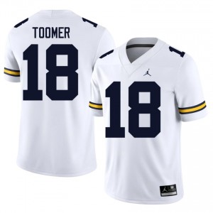 Michigan Amani Toomer #18 White Men's Football Jersey | NCAA Authentic Merch 17059400