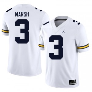 UMich  Wolverines Andrew Marsh #3 White Men's Football Jersey | NCAA Authentic Merch 92661219