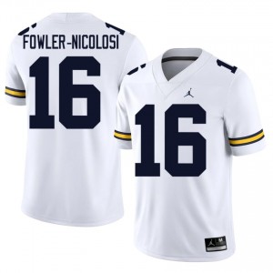 Michigan Brayden Fowler-Nicolosi #16 White Men's Football Jersey | NCAA Authentic Merch 84569011
