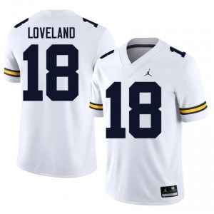 Wolverines Colston Loveland #18 White Men's Football Jersey | NCAA Authentic Merch 86584091
