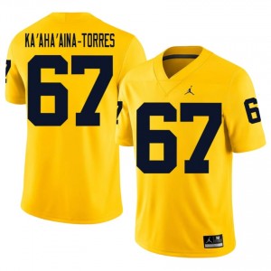 #67 Houston Ka'aha'aina-Torres U-M Wolverines Men's Jersey | Maize NCAA Football Premium Stitching Team Gear 98517421