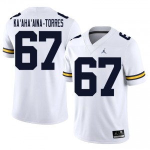 UMich  Wolverines Houston Ka'aha'aina-Torres #67 White Men's Football Jersey | NCAA Authentic Merch 73860093