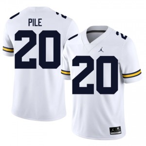 U-M Wolverines Jaylen Pile #20 White Men's Football Jersey | NCAA Authentic Merch 58573515