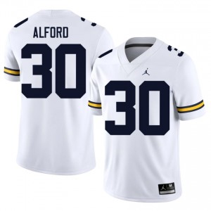 Wolverines Max Alford #30 White Men's Football Jersey | NCAA Authentic Merch 63071222