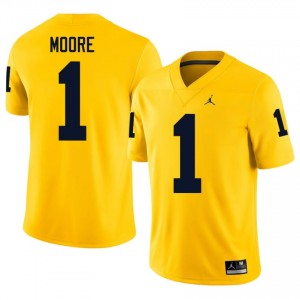 #1 Rod Moore UMich  Wolverines Men's Jersey | Maize Player Football Premium Stitching Team Gear 93830097