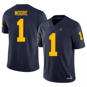 Rod Moore #1 Navy Men's University Jersey | Michigan Football Officially Licensed Fanwear 83688753