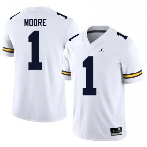 Michigan Wolverines Rod Moore #1 White Men's Football Jersey | NCAA Authentic Merch 63614425
