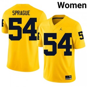 #54 Andrew Sprague UMich  Wolverines Women's Jersey | Maize Player Football Premium Stitching Team Gear 11542734