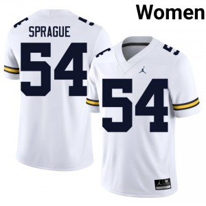 Michigan Wolverines Andrew Sprague #54 White Women's Football Jersey | NCAA Authentic Merch 12056325
