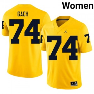 #74 Avery Gach Michigan Wolverines Women's Jersey | Maize High School Football Premium Stitching Team Gear 99683826