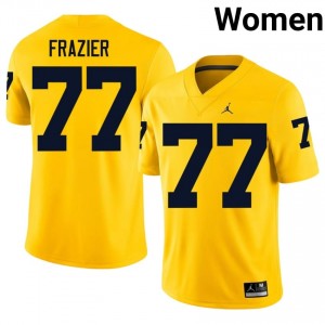 #77 Blake Frazier UMich  Wolverines Women's Jersey | Maize Player Football Premium Stitching Team Gear 86685565