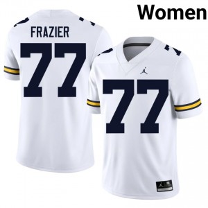 Michigan Wolverines Blake Frazier #77 White Women's Football Jersey | NCAA Authentic Merch 94212683
