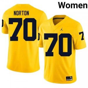 #70 Brady Norton Wolverines Women's Jersey | Maize College Football Premium Stitching Team Gear 61918888