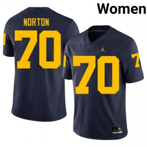 Brady Norton #70 Navy Women's Player Jersey | UMich  Wolverines Football Officially Licensed Fanwear 75529927