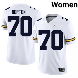 U-M Wolverines Brady Norton #70 White Women's Football Jersey | NCAA Authentic Merch 41832265