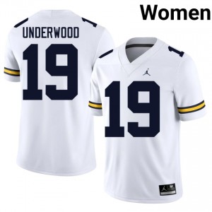 U-M Wolverines Bryce Underwood #19 White Women's Football Jersey | NCAA Authentic Merch 41661697