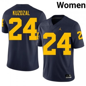 Bryson Kuzdzal #24 Navy Women's College Jersey | Wolverines Football Officially Licensed Fanwear 27200339