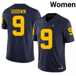 Channing Goodwin #9 Navy Women's NCAA Jersey | U-M Wolverines Football Officially Licensed Fanwear 29382488