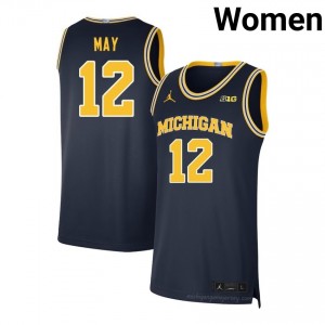 #12 Charlie May Michigan Wolverines Women's Jersey | Navy College Basketball Premium Stitching Team Gear 52991154