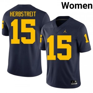 Chase Herbstreit #15 Navy Women's University Jersey | Michigan Football Officially Licensed Fanwear 65320957