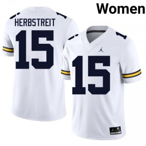 Michigan Wolverines Chase Herbstreit #15 White Women's Football Jersey | NCAA Authentic Merch 14523680