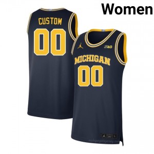 #00 Custom Michigan Wolverines Women's Jersey | Navy Player Basketball Premium Stitching Team Gear 83180840
