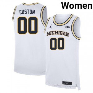 Michigan Custom #00 White Women's Basketball Jersey | NCAA Authentic Merch 95169011
