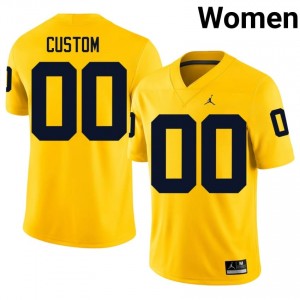 #00 Custom UMich  Wolverines Women's Jersey | Maize Player Football Premium Stitching Team Gear 56413007