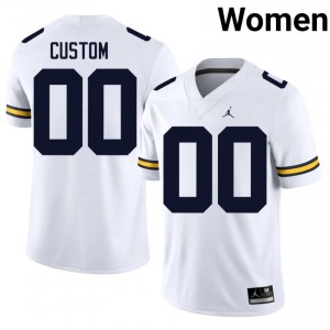 Michigan Wolverines Custom #00 White Women's Football Jersey | NCAA Authentic Merch 43387473