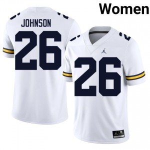 UMich  Wolverines Donovan Johnson #26 White Women's Football Jersey | NCAA Authentic Merch 33843175