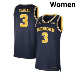 #3 Elliot Cadeau Michigan Wolverines Women's Jersey | Navy Player Basketball Premium Stitching Team Gear 25405285